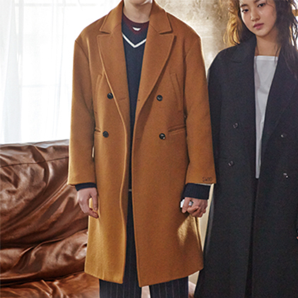 STRAIGHT FIT DOUBLE COAT(BROWN)