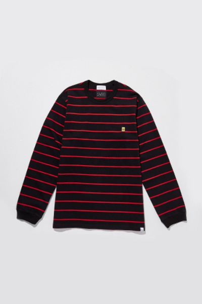 LIFUL x SWBD WWS PATCHED STRIPED L/S TEE (BK/RD)